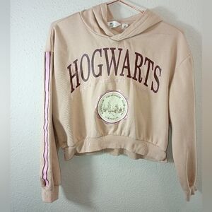 Hogwarts Beige Cropped Hoodie sz 18 Long Sleeve